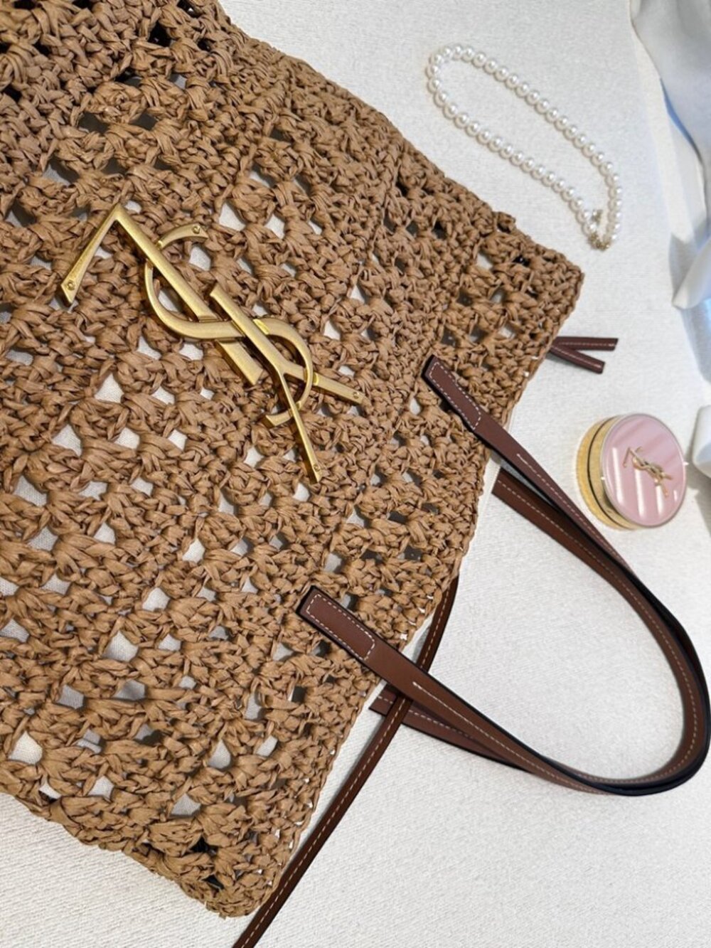 YSL Raffia Woven Tote Bag - Picture 7 of 8